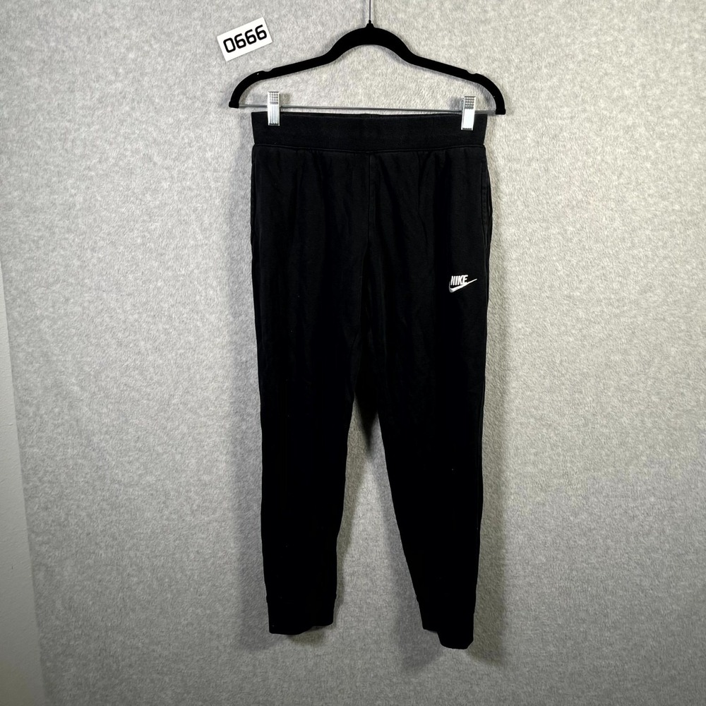 Nike Jogger Pants Mens Large Black Swoosh Logo Elastic Waist Tapered Leg Pull On